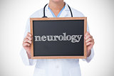 Neurology against doctor showing little blackboard