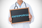 Awareness against doctor showing little blackboard