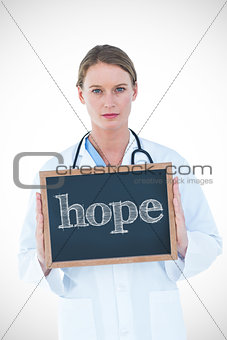 Hope against doctor showing chalkboard