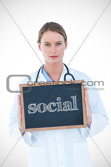 Social against doctor showing chalkboard