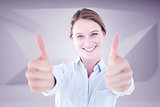 Composite image of smiling businesswoman looking at camera