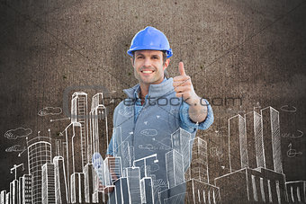 Composite image of happy architect