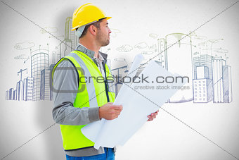 Composite image of casual architect