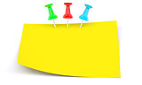 Yellow sticker with drawing pins