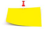 Yellow sticker with red drawing pin