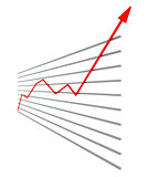 Graph with red arrow up