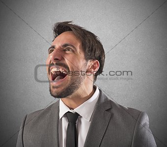 Desperate businessman screams
