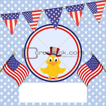 Independence Day background with bunting flags and chick