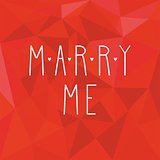 Marry me vector card on red wrapping surface background