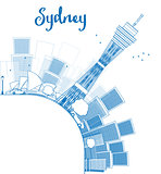 Outline Sydney City skyline with skyscrapers and copy space