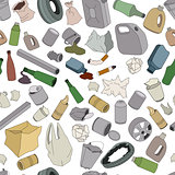 Different kinds of garbage. Seamless pattern