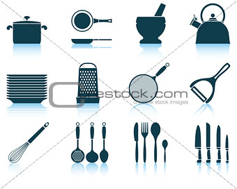 Set kitchen utensil icon