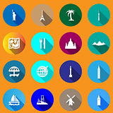Flat icons for travel. 