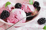 ice cream and blackberries