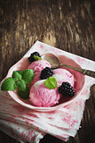 ice cream and blackberries