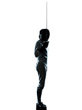 man fencing silhouette saluting