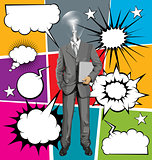 Vector Businessman With Laptopr And Bubble Speech