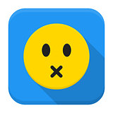 Silent yellow smile app icon with long shadow