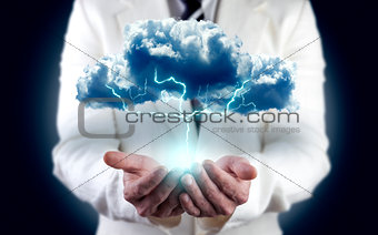 holding cloud with lightning