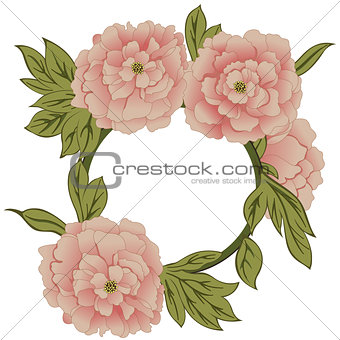 Floral frame with peonies