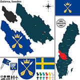 Map of Dalarna, Sweden