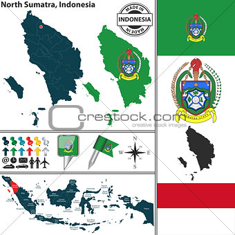 Map of North Sumatra, Indonesia