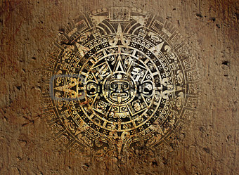Mayan calendar on old stone