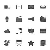 Cinema silhouettes icons set