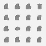 Files and documents silhouettes icons set