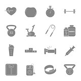 Fitness and gym silhouettes icons set