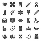Medical silhouette icons set