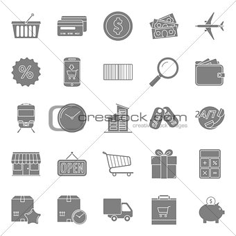 Sales and shopping silhouettes icons set