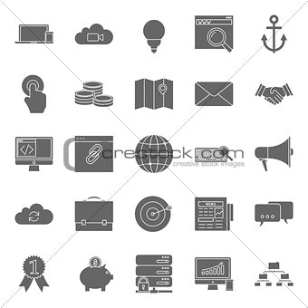 Seo and e-marketing silhouetetes icon set