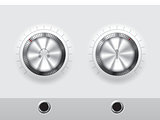Volume knobs for headphones and microphone with wite plate
