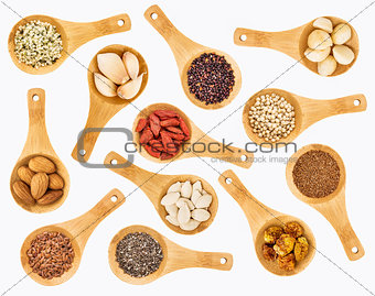 superfood grain, seed, berry and nuts abstract