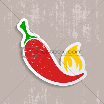 Chilli pepper retro label