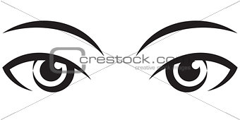 pair female expressive eyes. Vector Icon