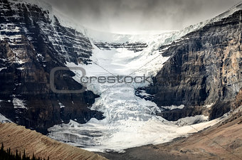 Scenic view of Columbia Icefield glacier in Jasper NP, Canada