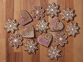 Decorated Christmas gingerbread cookies
