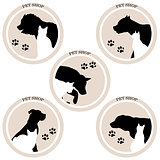 Dog and cat pet shop icons