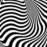 Design monochrome waving lines illusion background