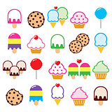Cupcake, ice-cream, cookie, lollipop icons