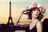 girl with spring hat in paris