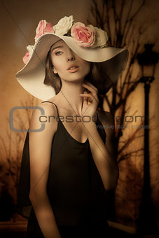 lovely girl with spring hat 