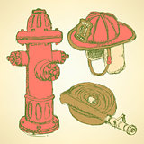 Sketch fire protection set vintage style