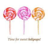 Watercolor tasty lollipop in vintage style