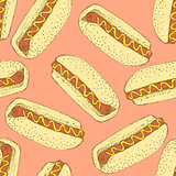 Sketch hotdog in vintage style