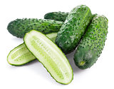 Fresh cucumbers in cutting