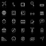 Application line icons with reflect on black.Set 2
