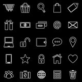 Ecommerce line icons on black background